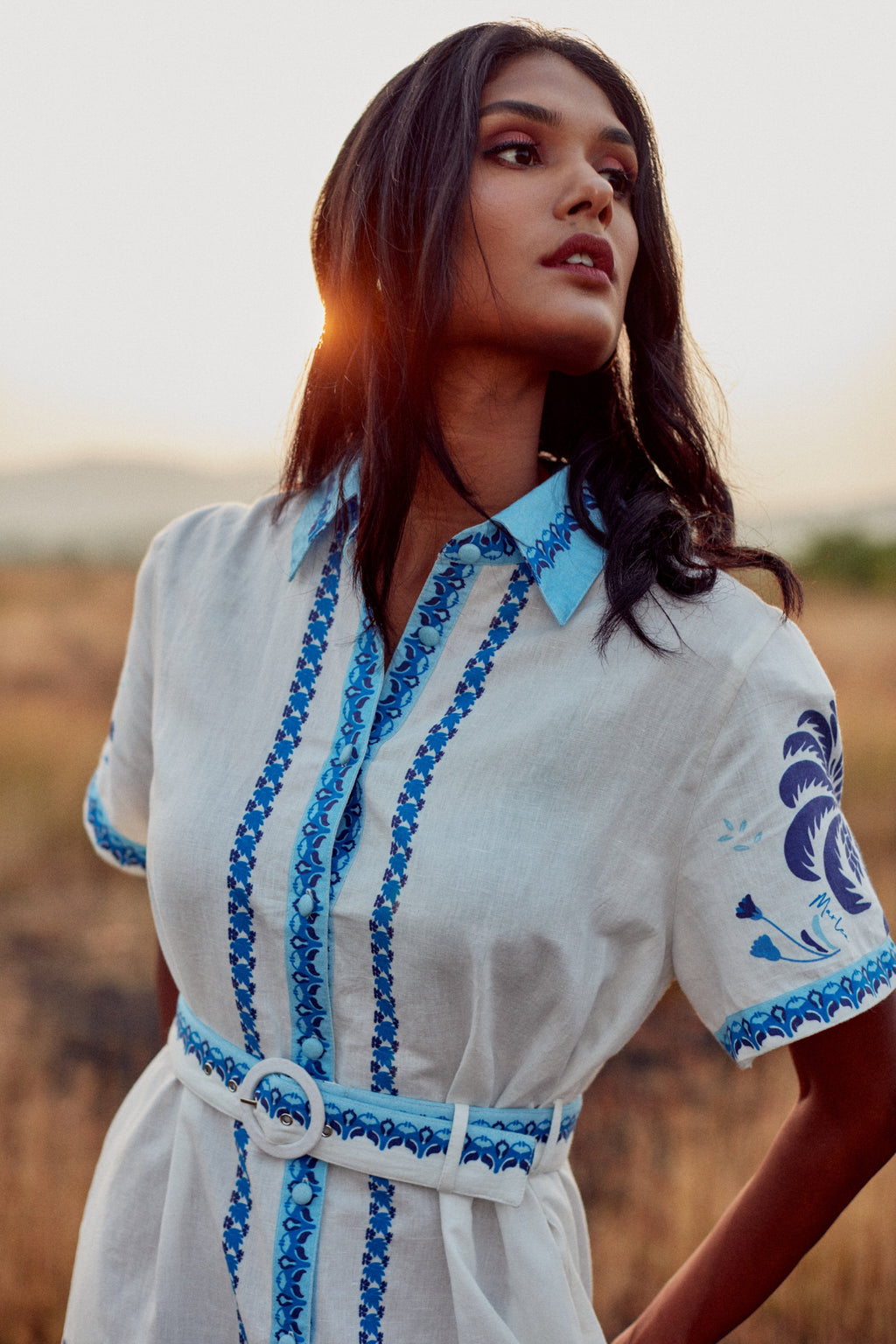 Vestido Alina - Blue Palm Tree