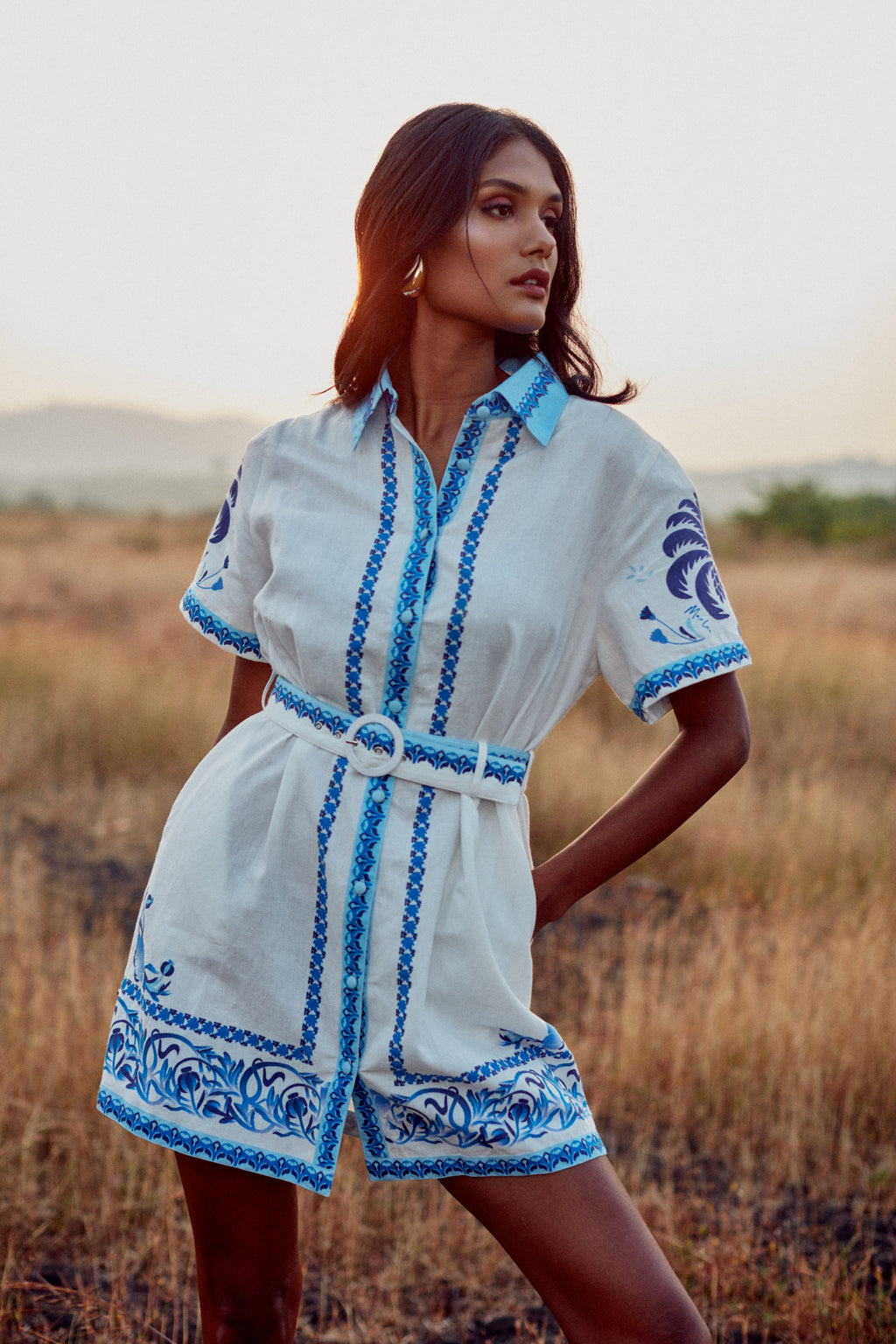 Vestido Alina - Blue Palm Tree