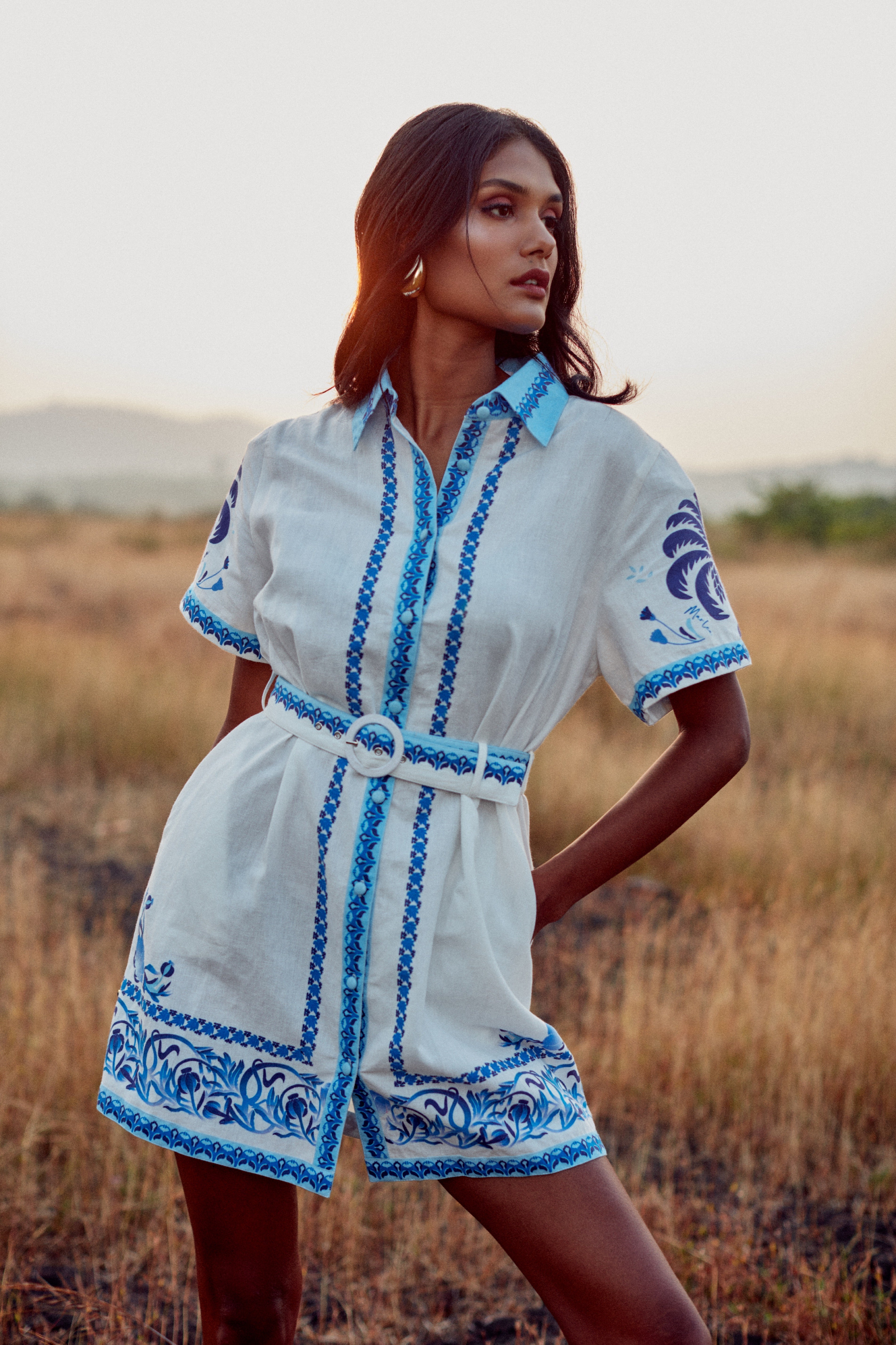 Vestido Alina - Blue Palm Tree