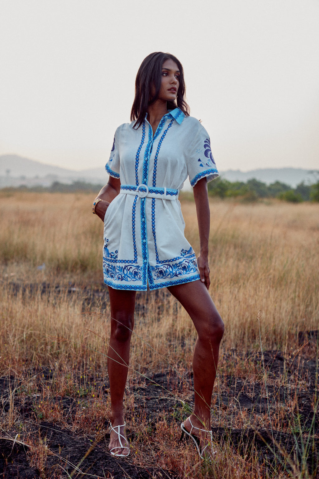 Vestido Alina - Blue Palm Tree