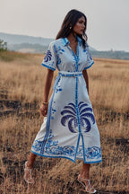 Vestido Chiara - Blue Palm Tree
