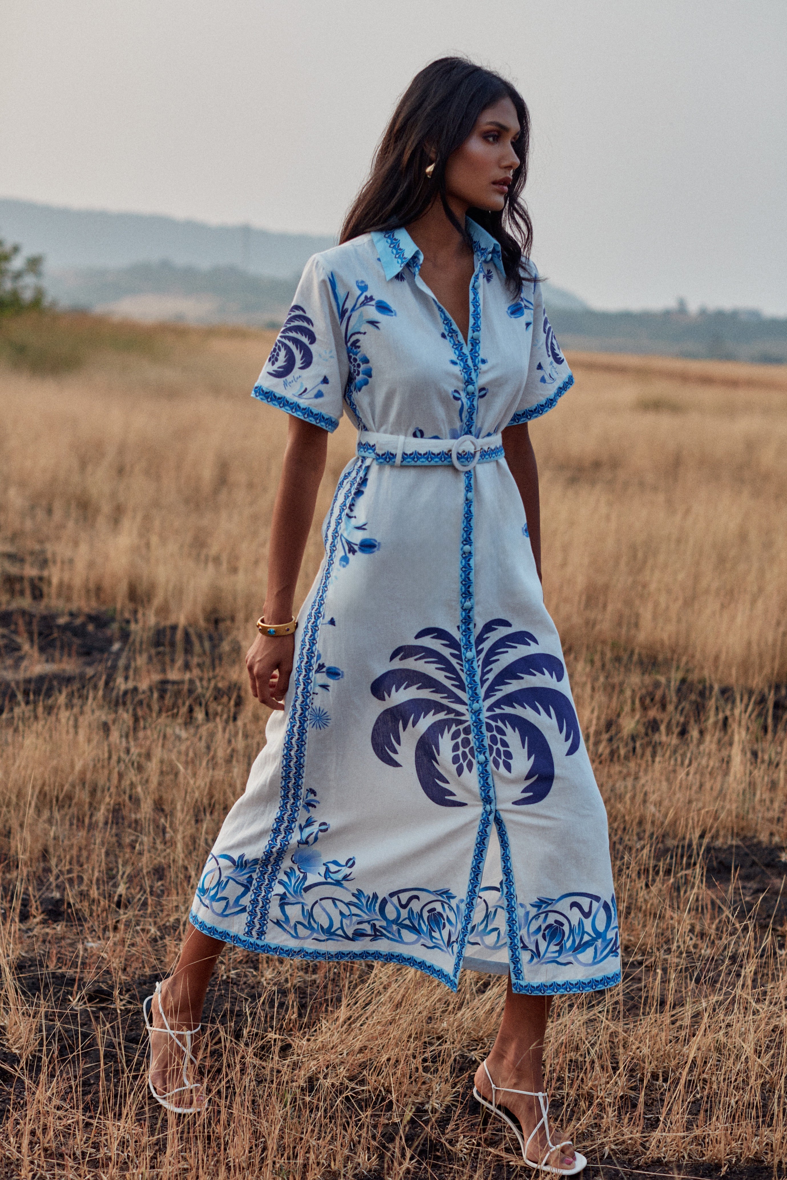 Vestido Chiara - Blue Palm Tree