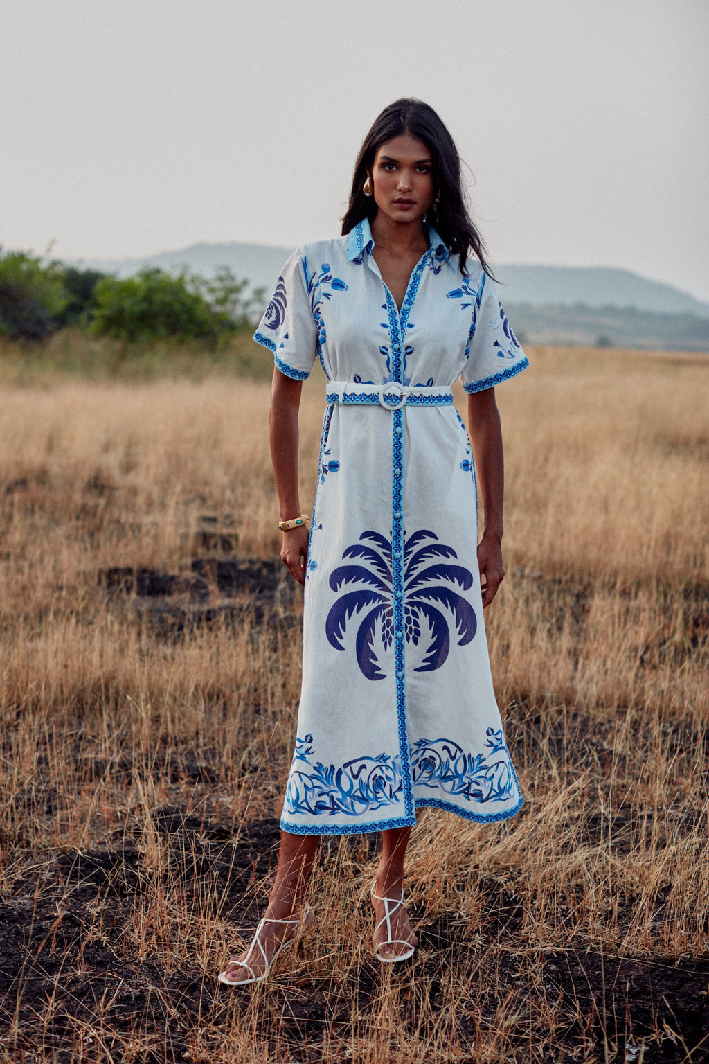 Robe Chiara - Blue Palm Tree