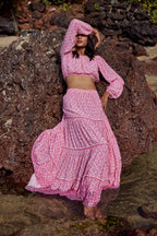 Navy Slip Skirt - Pink Lotus