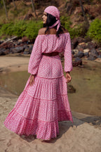Navy Slip Skirt - Pink Lotus