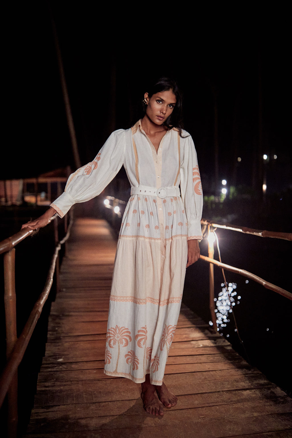 Robe Carmela - Ivory Palm Tree