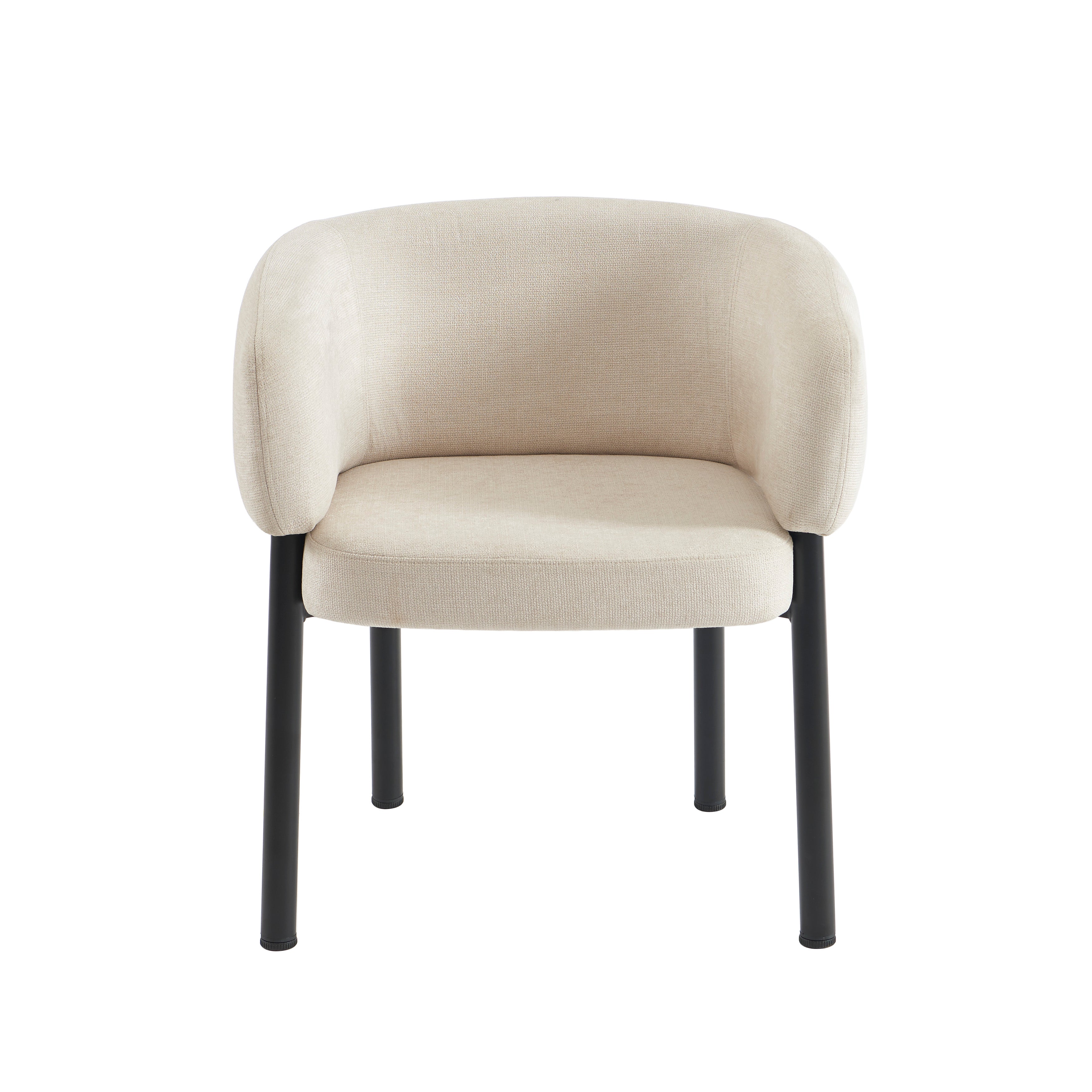 Abelia - Sillas - Terciopelo Tramado - Beige Y Patas Metal Negro