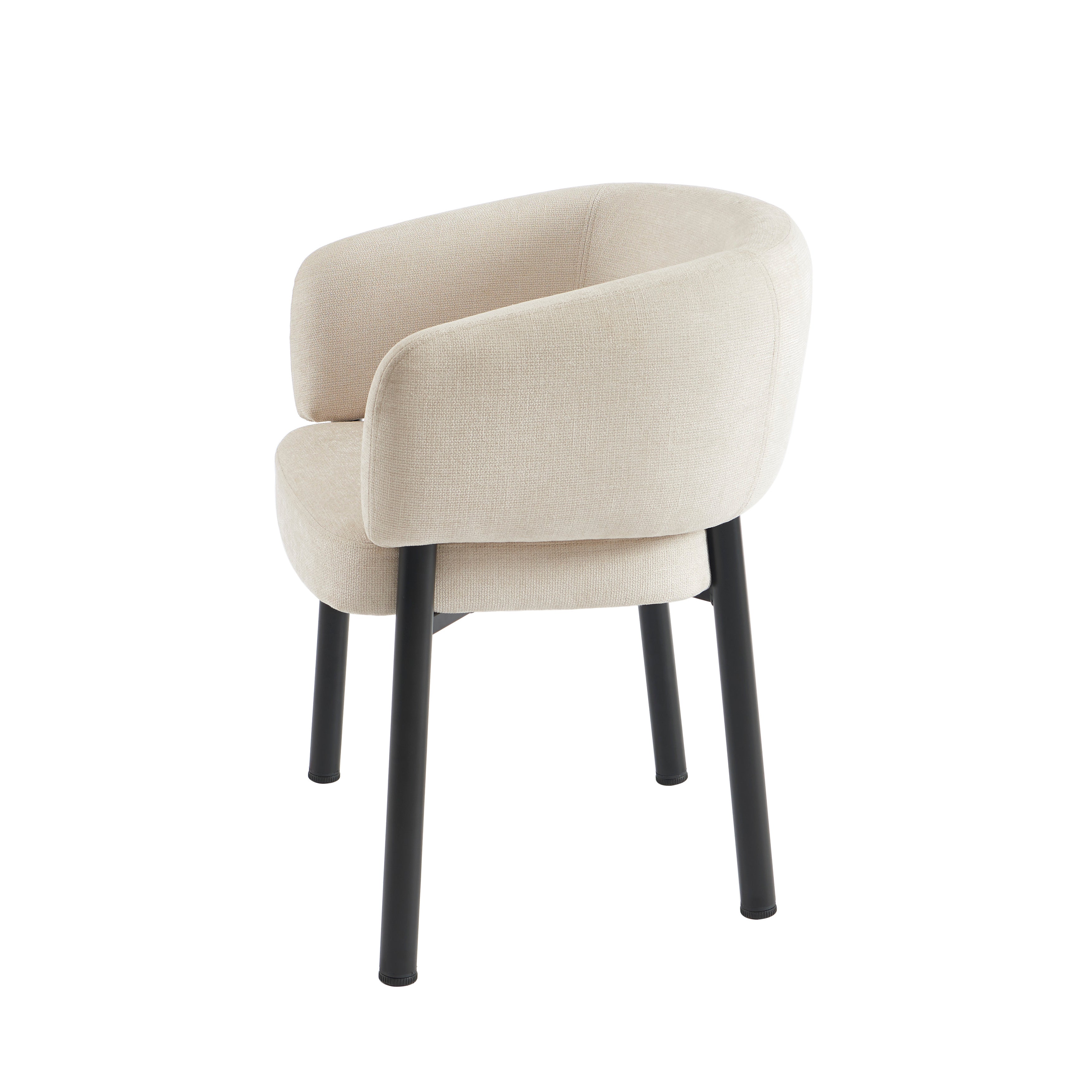 Abelia - Sillas - Terciopelo Tramado - Beige Y Patas Metal Negro