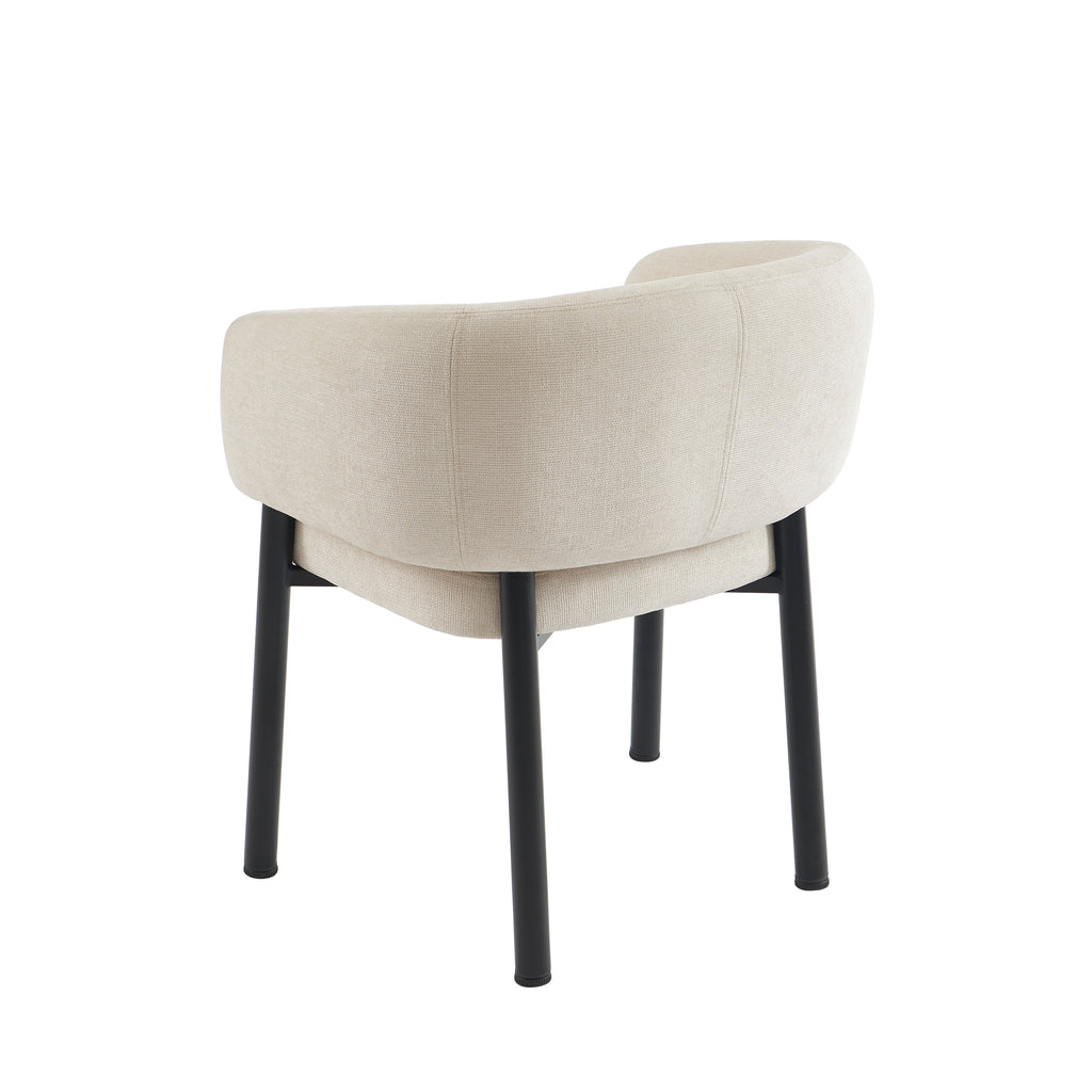 Abelia - Sillas - Terciopelo Tramado - Beige Y Patas Metal Negro