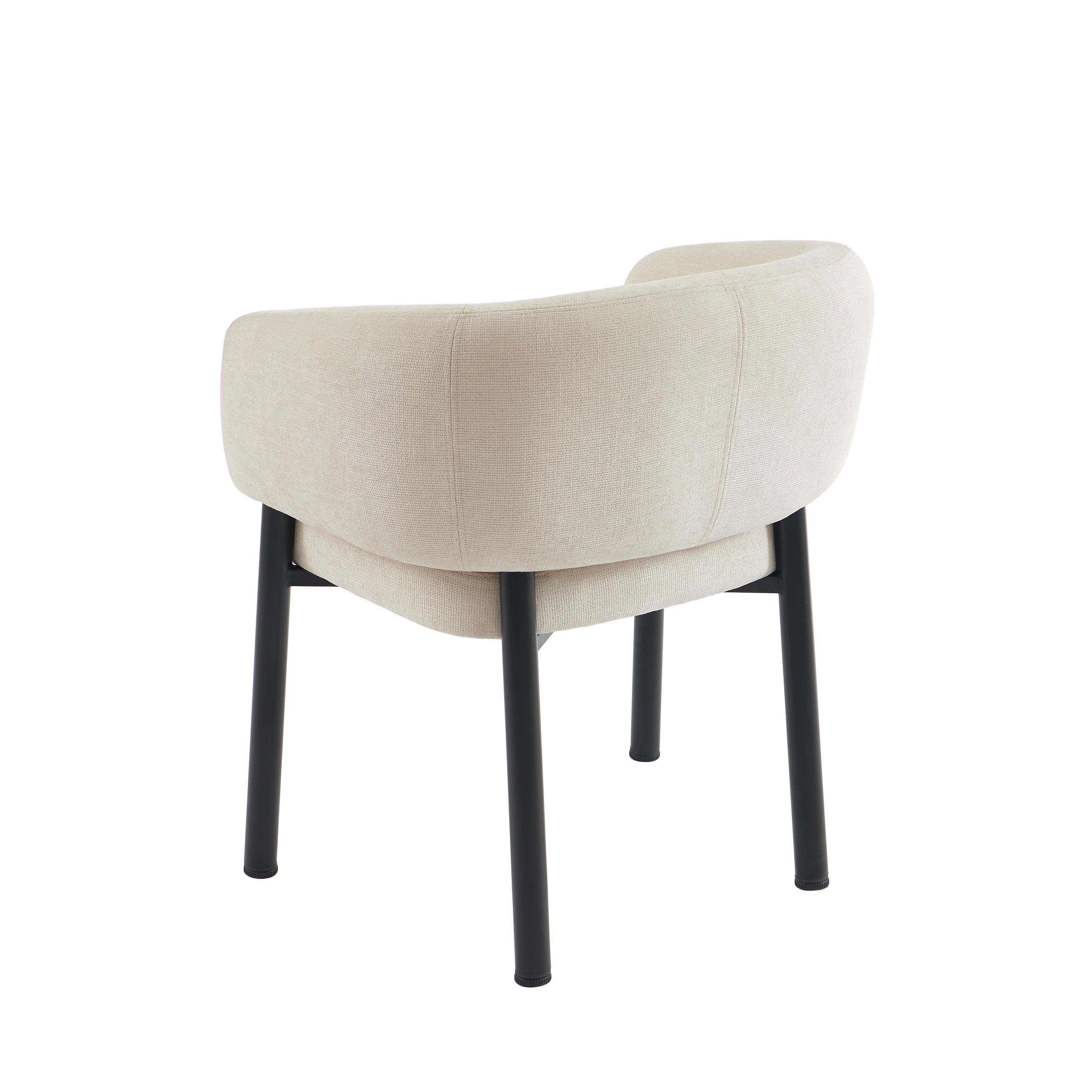 Abelia - Sillas - Terciopelo Tramado - Beige Y Patas Metal Negro