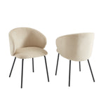 Cassie - Chairs - Chenille Fabric - Beige And Black Metal Legs