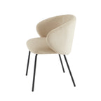 Cassie - Chairs - Chenille Fabric - Beige And Black Metal Legs