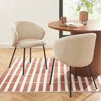 Cassie - Chairs - Chenille Fabric - Beige And Black Metal Legs