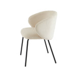 Cassie - Chairs - Chenille Fabric - Ecru With Black Metal Legs