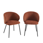 Cassie - Chairs - Chenille Fabric - Terracotta and Black Metal Legs