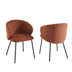 Cassie - Chairs - Chenille Fabric - Terracotta and Black Metal Legs