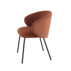 Cassie - Chairs - Chenille Fabric - Terracotta and Black Metal Legs