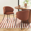 Cassie - Chairs - Chenille Fabric - Terracotta and Black Metal Legs