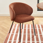 Cassie - Chairs - Chenille Fabric - Terracotta and Black Metal Legs