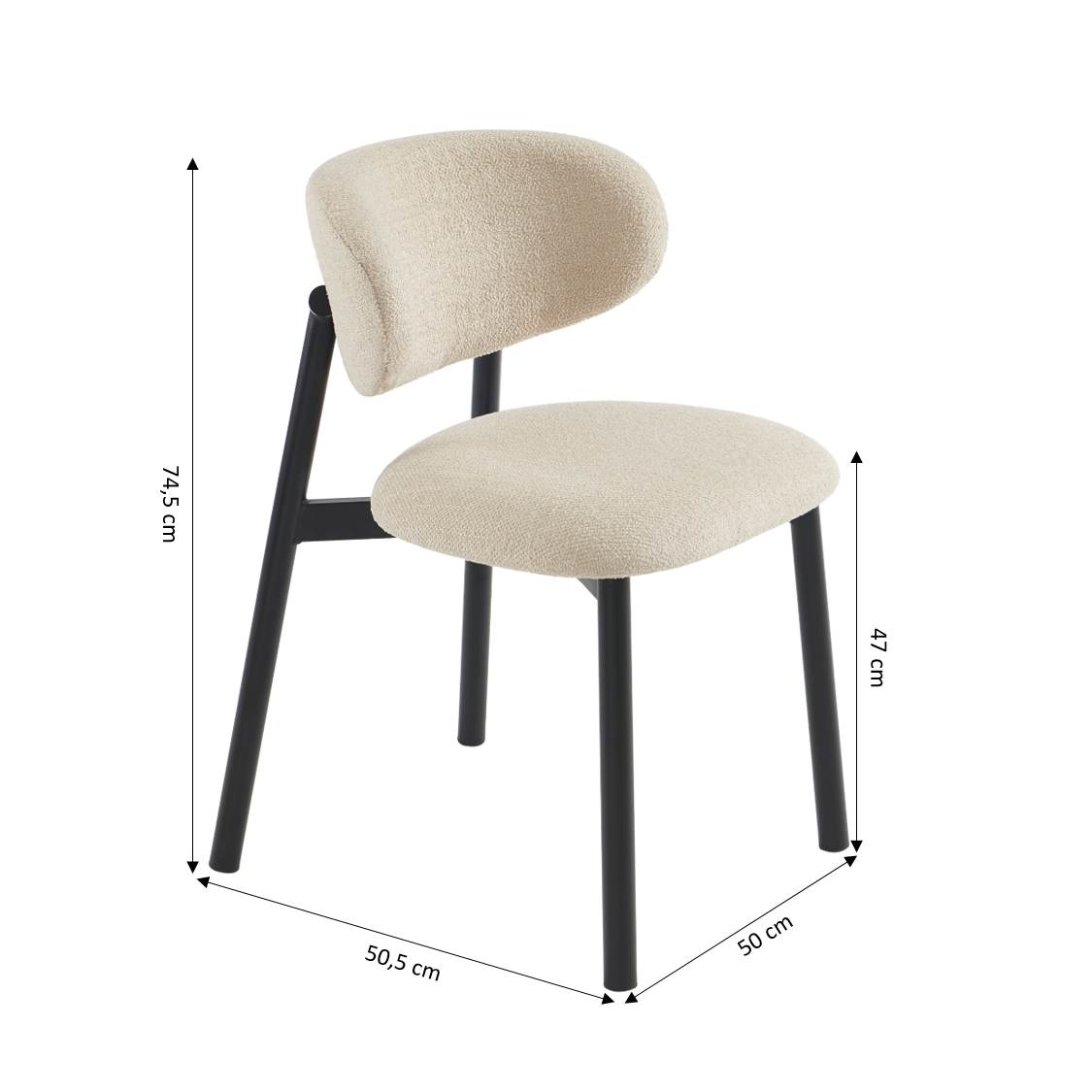 Ciara - Chairs - Boucle - Beige and Black Metal Legs