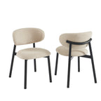 Ciara - Chairs - Boucle - Beige and Black Metal Legs