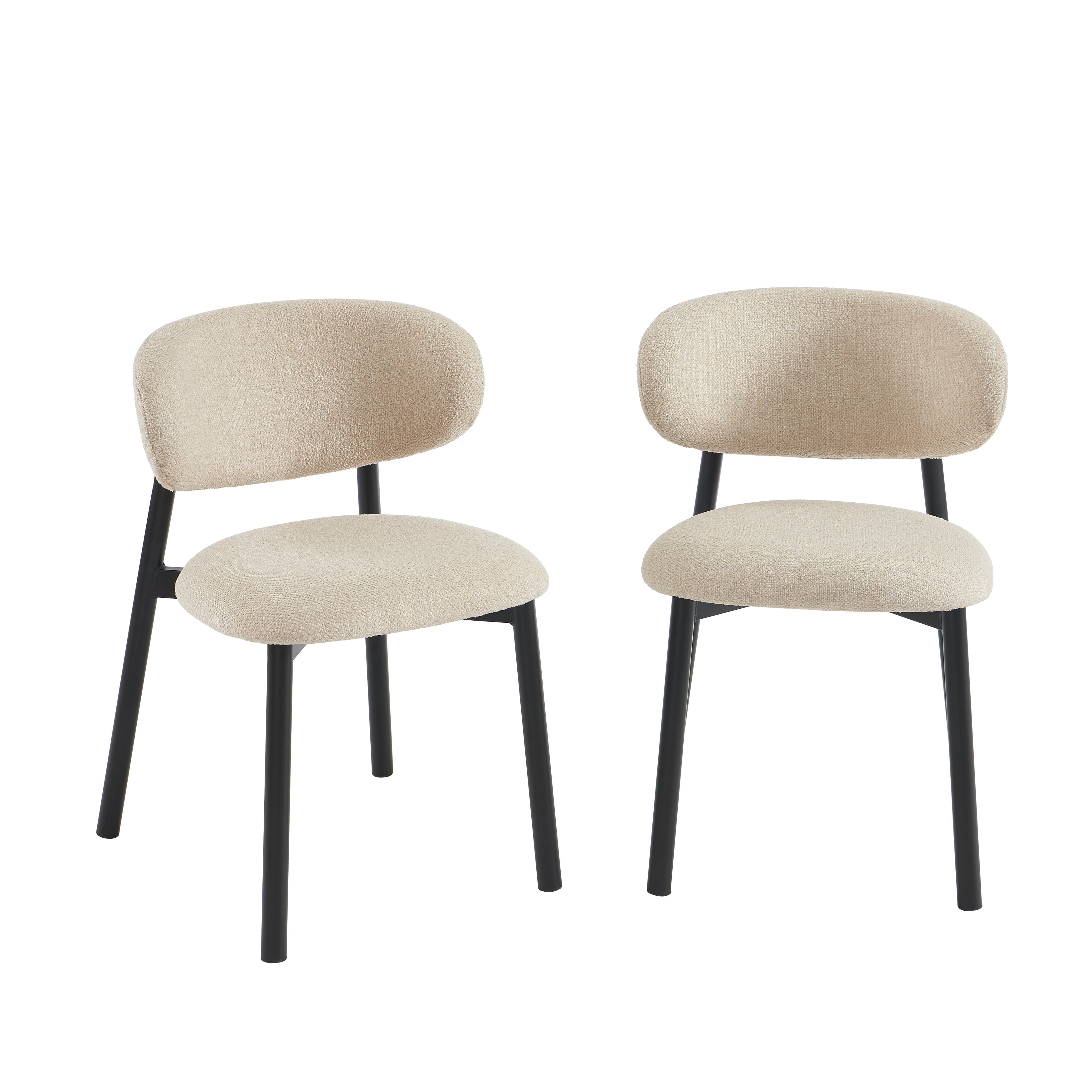 Ciara - Chairs - Boucle - Beige and Black Metal Legs