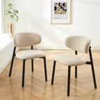 Ciara - Chairs - Boucle - Beige and Black Metal Legs