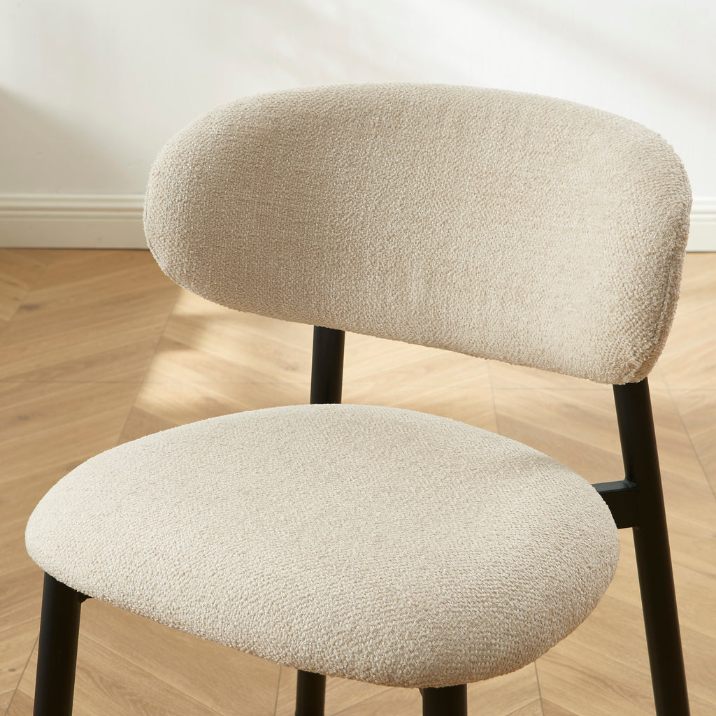 Ciara - Chairs - Boucle - Beige and Black Metal Legs