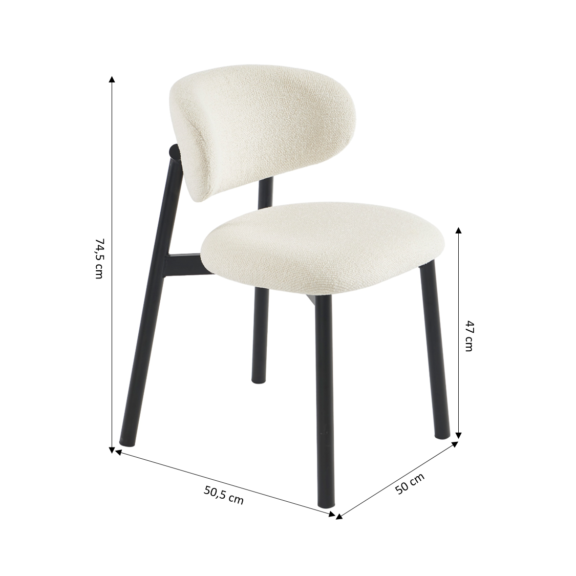 Ciara - Chairs - Ecru Bouclé And Metal Legs - Black