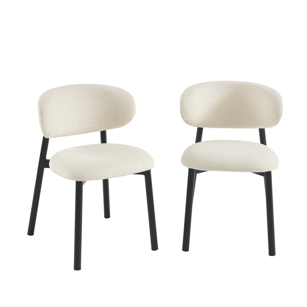 Ciara - Chairs - Ecru Bouclé And Metal Legs - Black