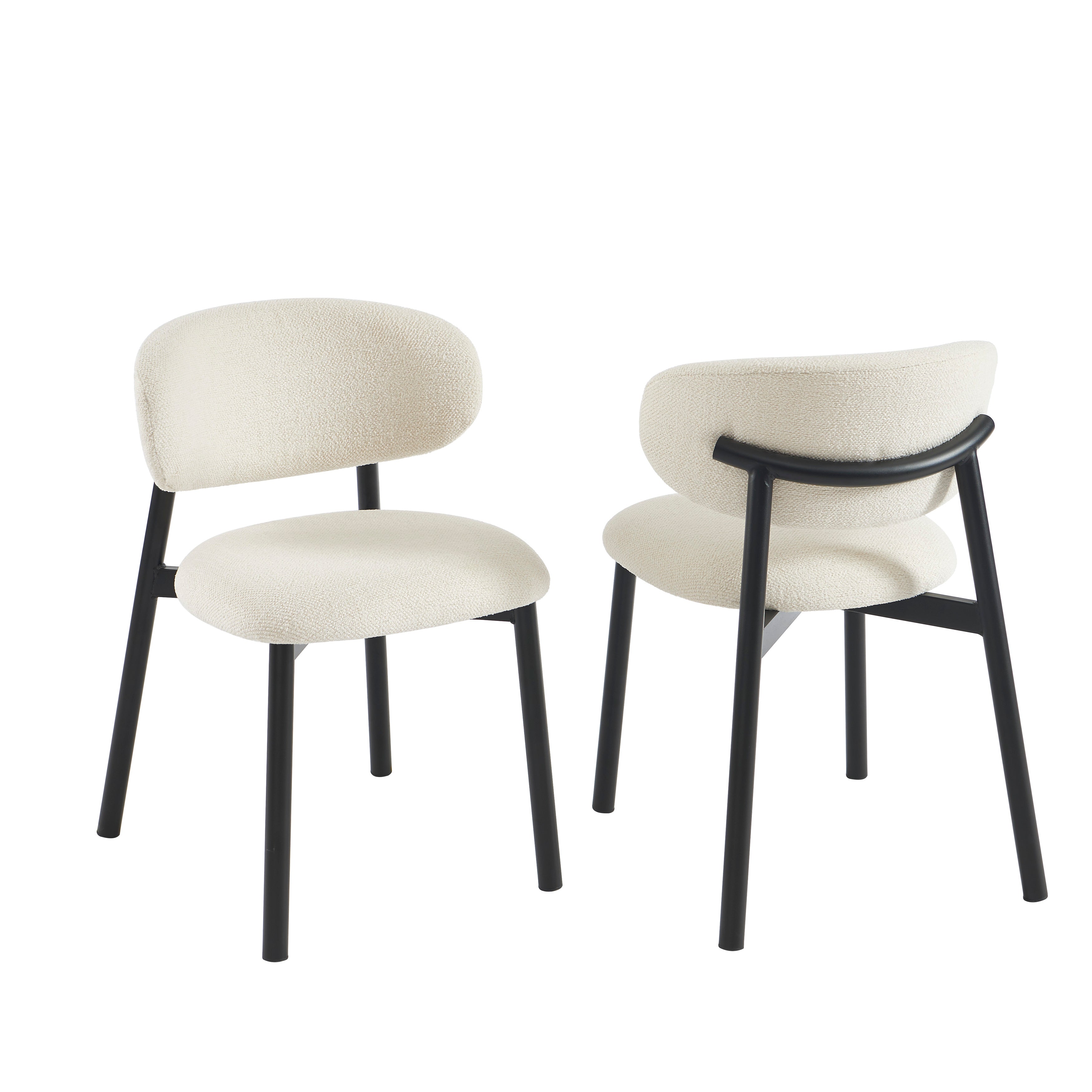 Ciara - Chairs - Ecru Bouclé And Metal Legs - Black