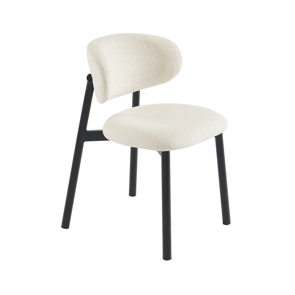 Ciara - Chairs - Ecru Bouclé And Metal Legs - Black