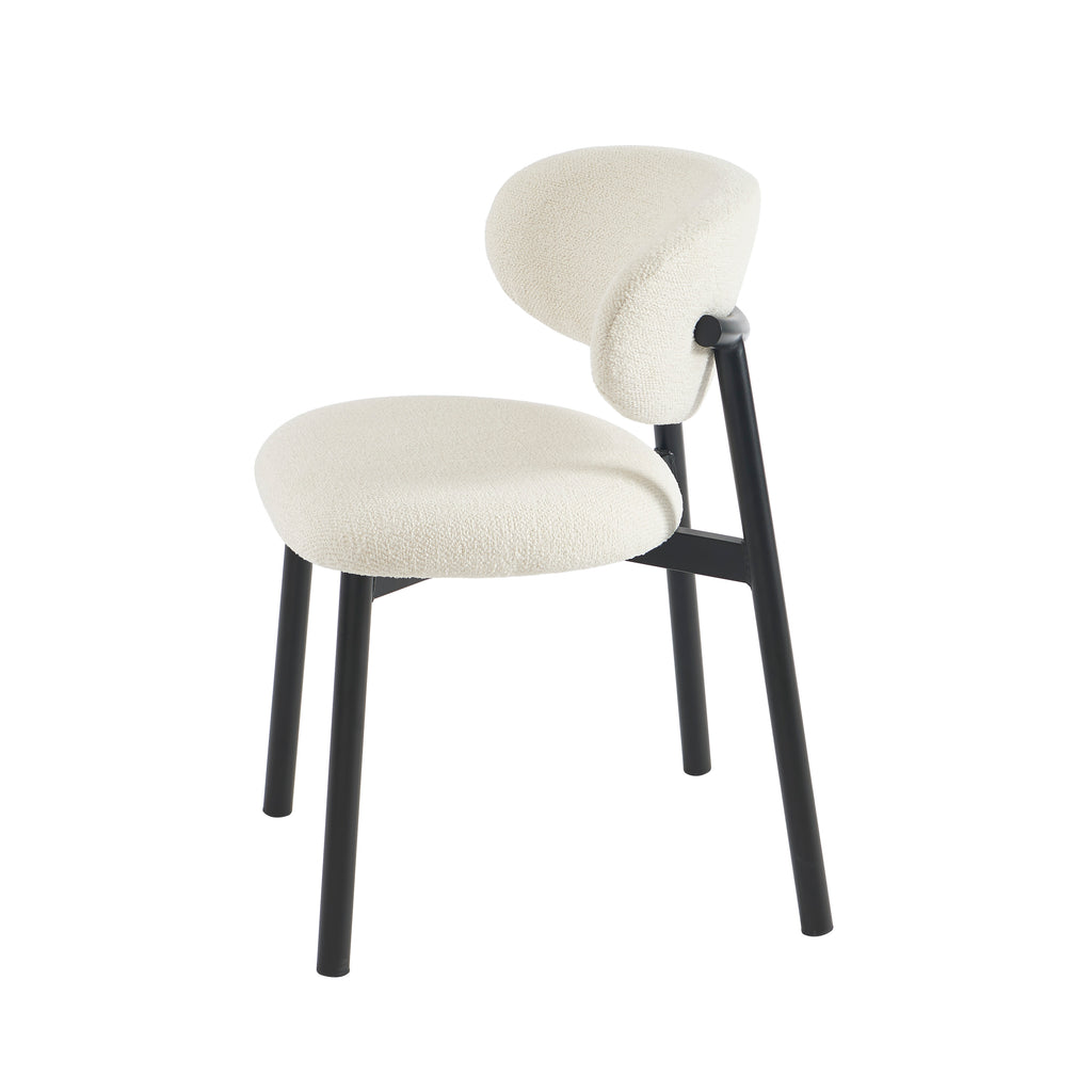 Ciara - Chairs - Ecru Bouclé And Metal Legs - Black
