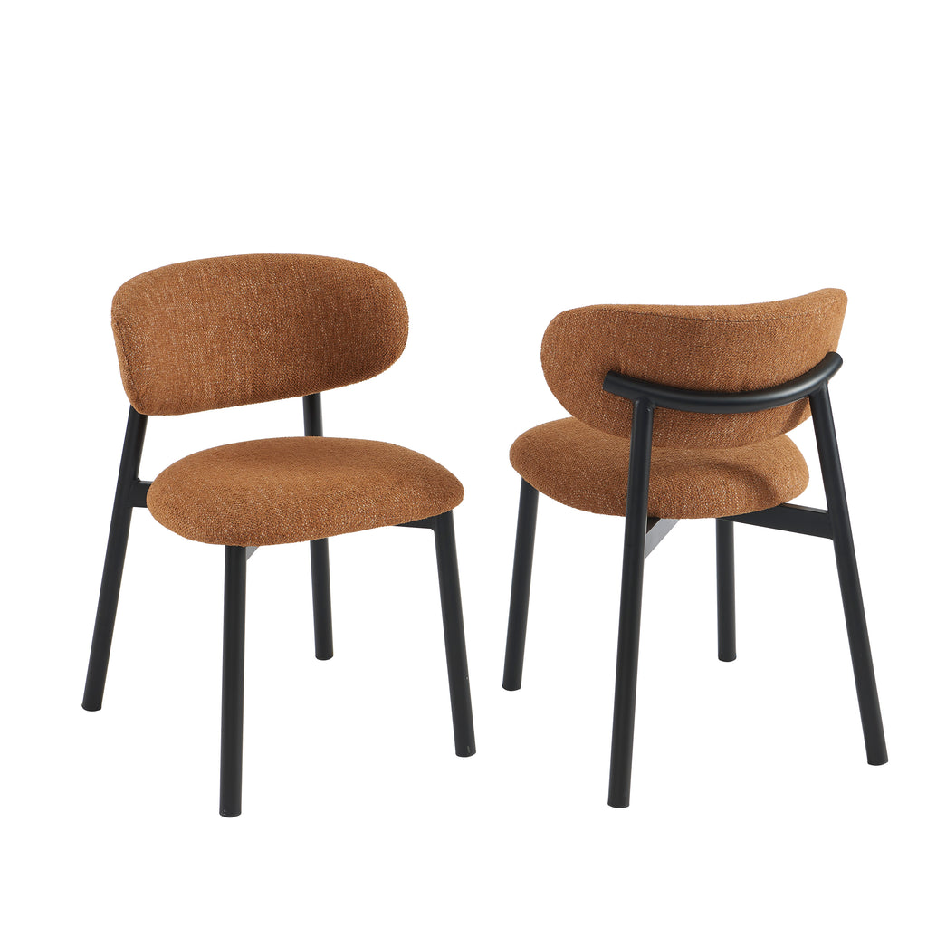 Ciara - Chairs - Bouclé - Terracotta And Black Metal Legs