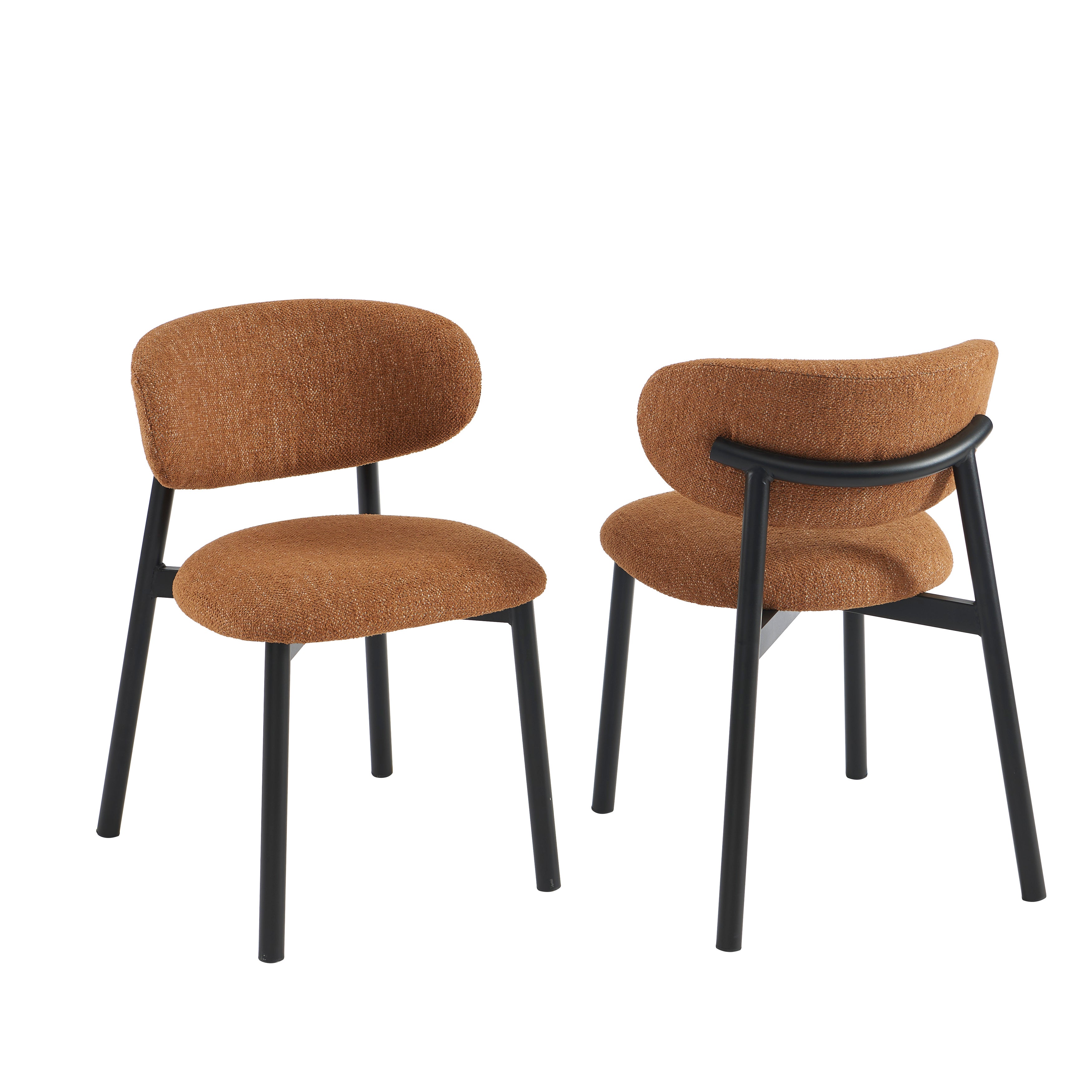 Ciara - Chairs - Bouclé - Terracotta And Black Metal Legs