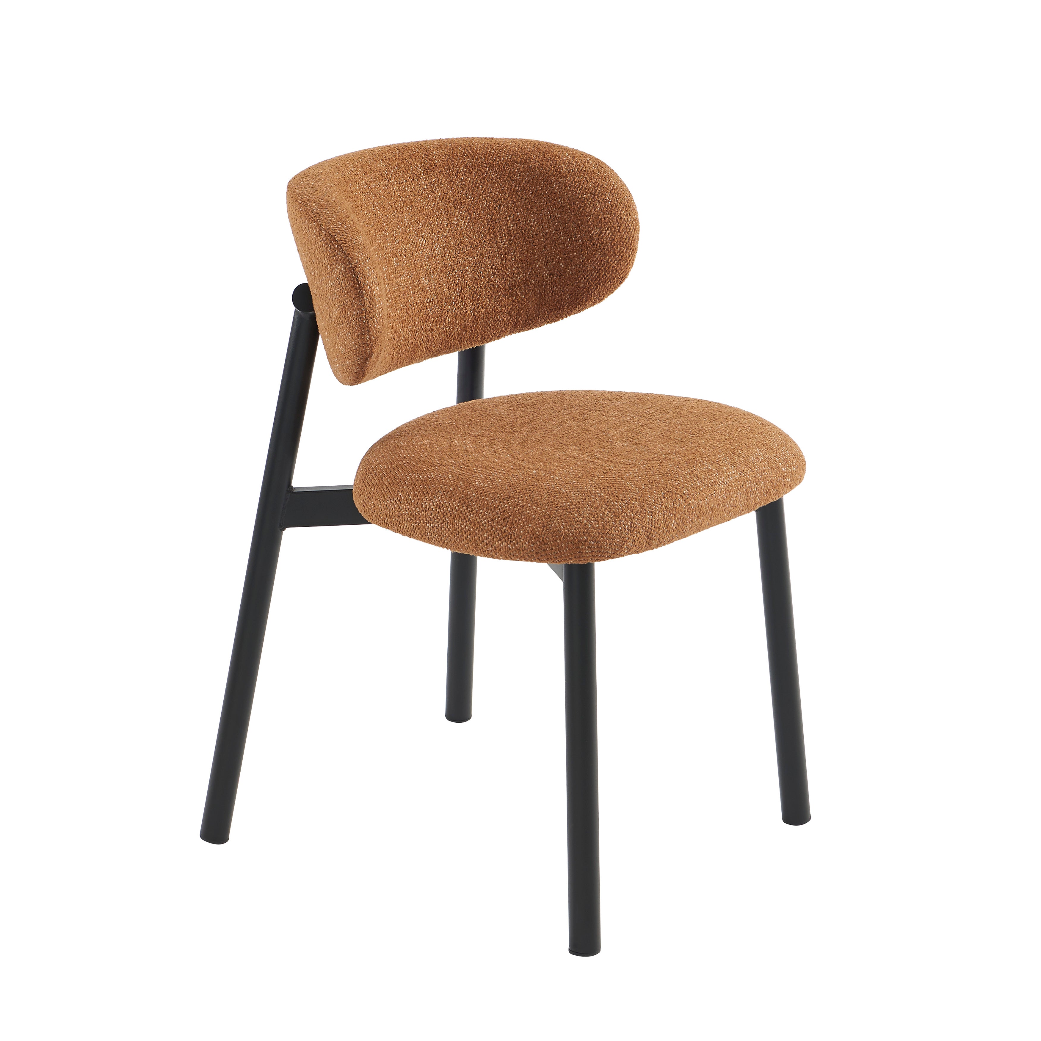 Ciara - Chairs - Bouclé - Terracotta And Black Metal Legs