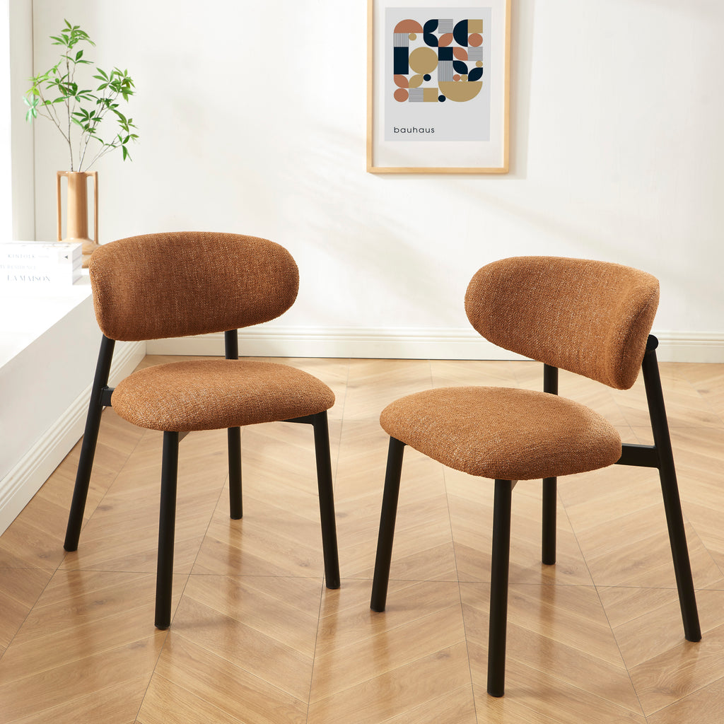 Ciara - Chairs - Bouclé - Terracotta And Black Metal Legs