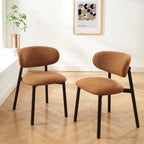 Ciara - Chairs - Bouclé - Terracotta And Black Metal Legs