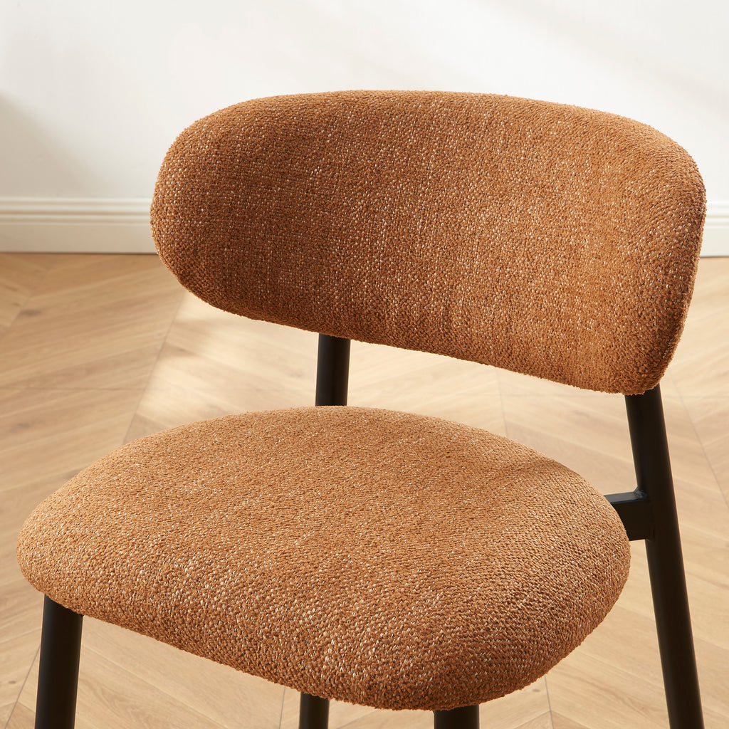 Ciara - Chairs - Bouclé - Terracotta And Black Metal Legs
