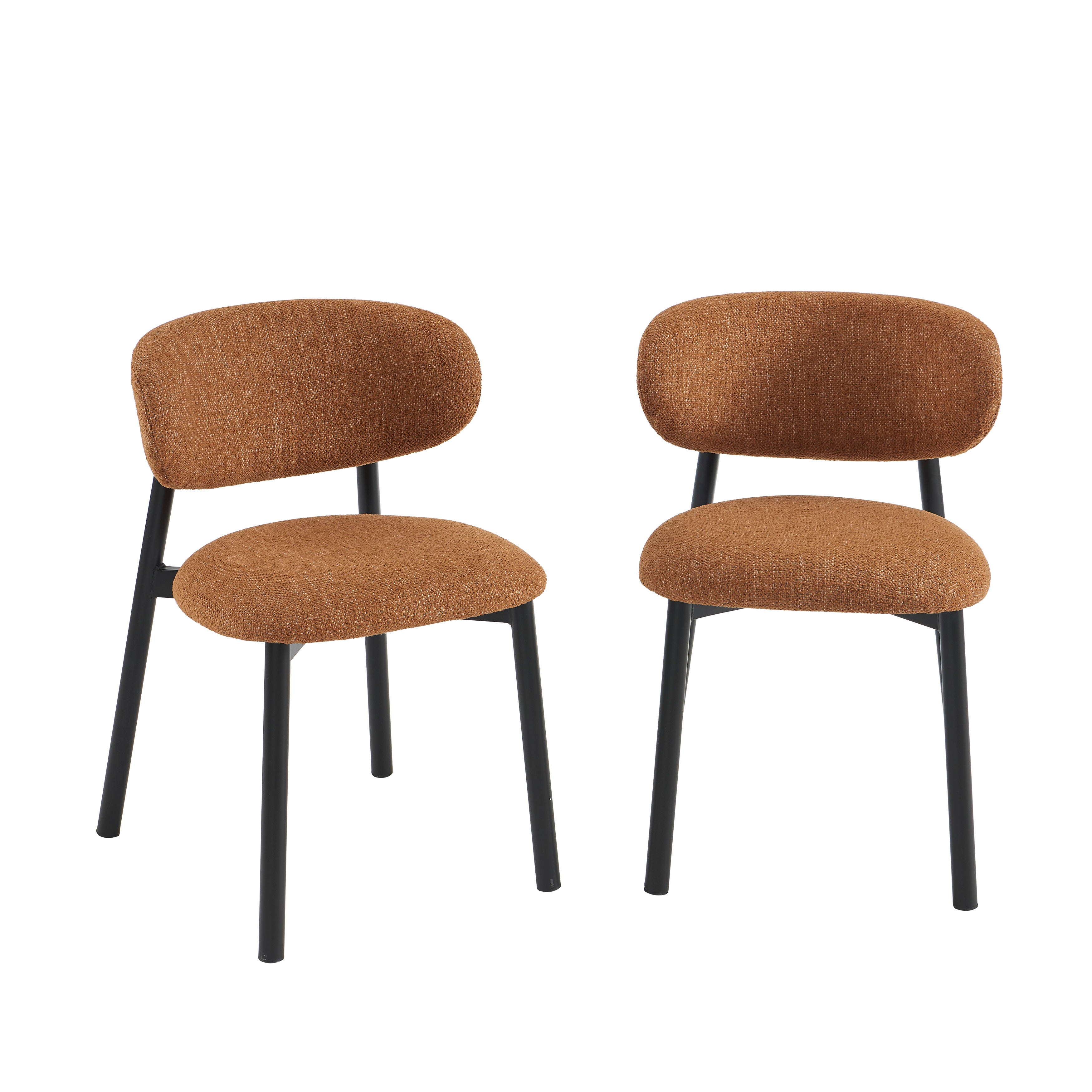 Ciara - Chairs - Bouclé - Terracotta And Black Metal Legs