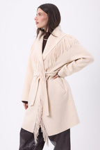 Manteau À Franges Sienna - Beige - Femme