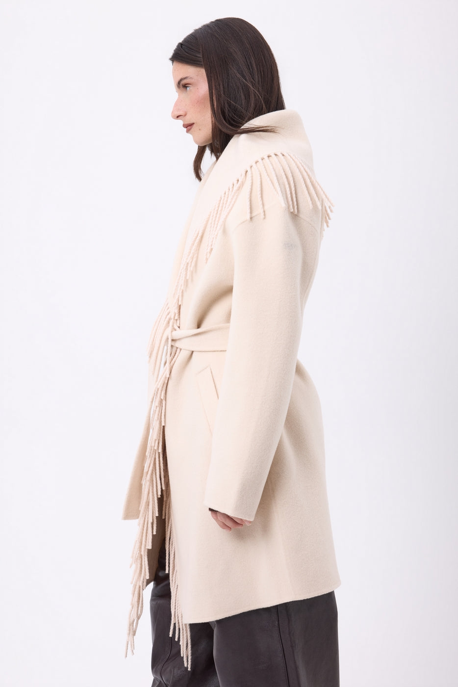 Manteau À Franges Sienna - Beige - Femme