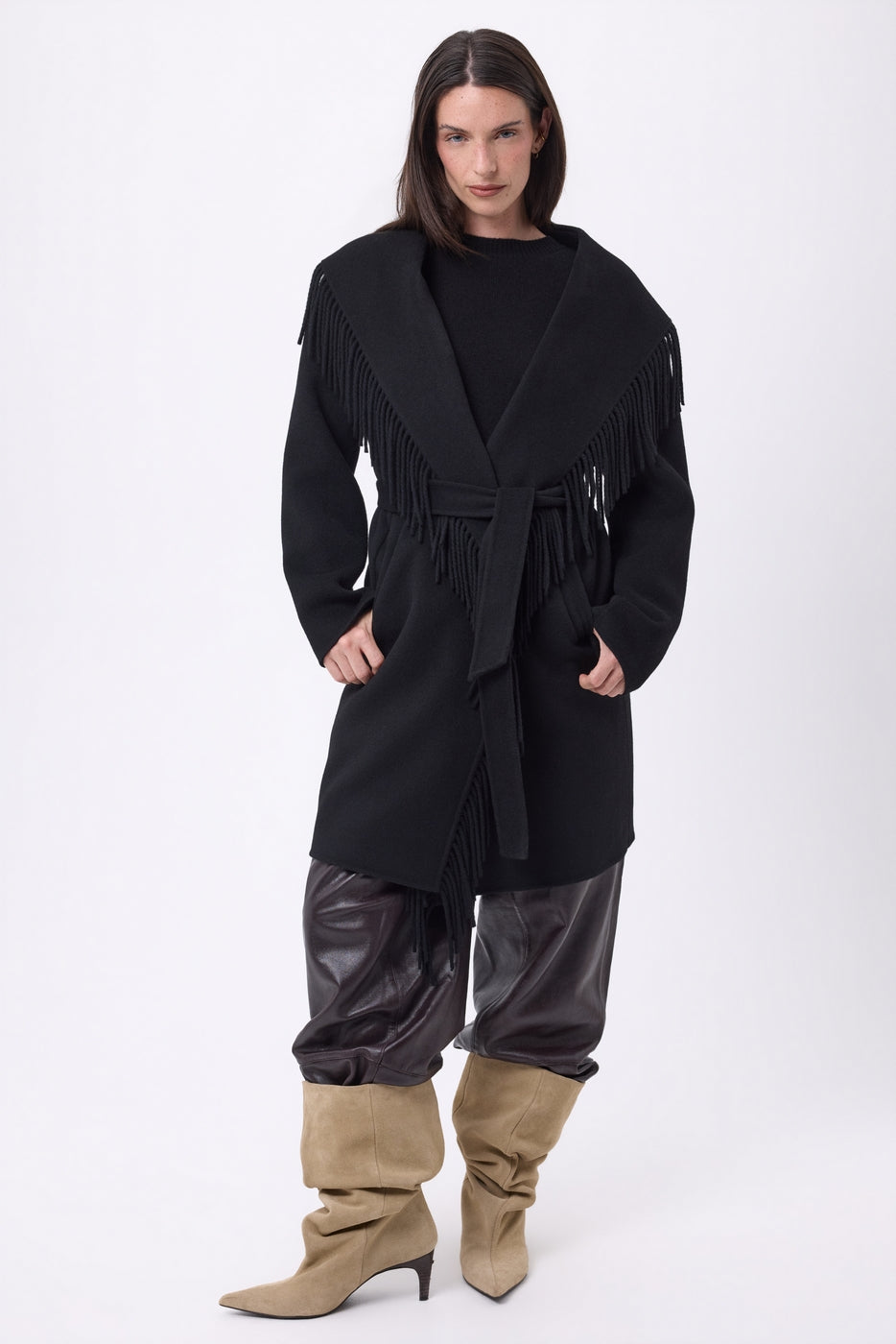 Manteau À Franges Sienna - Noir - Femme
