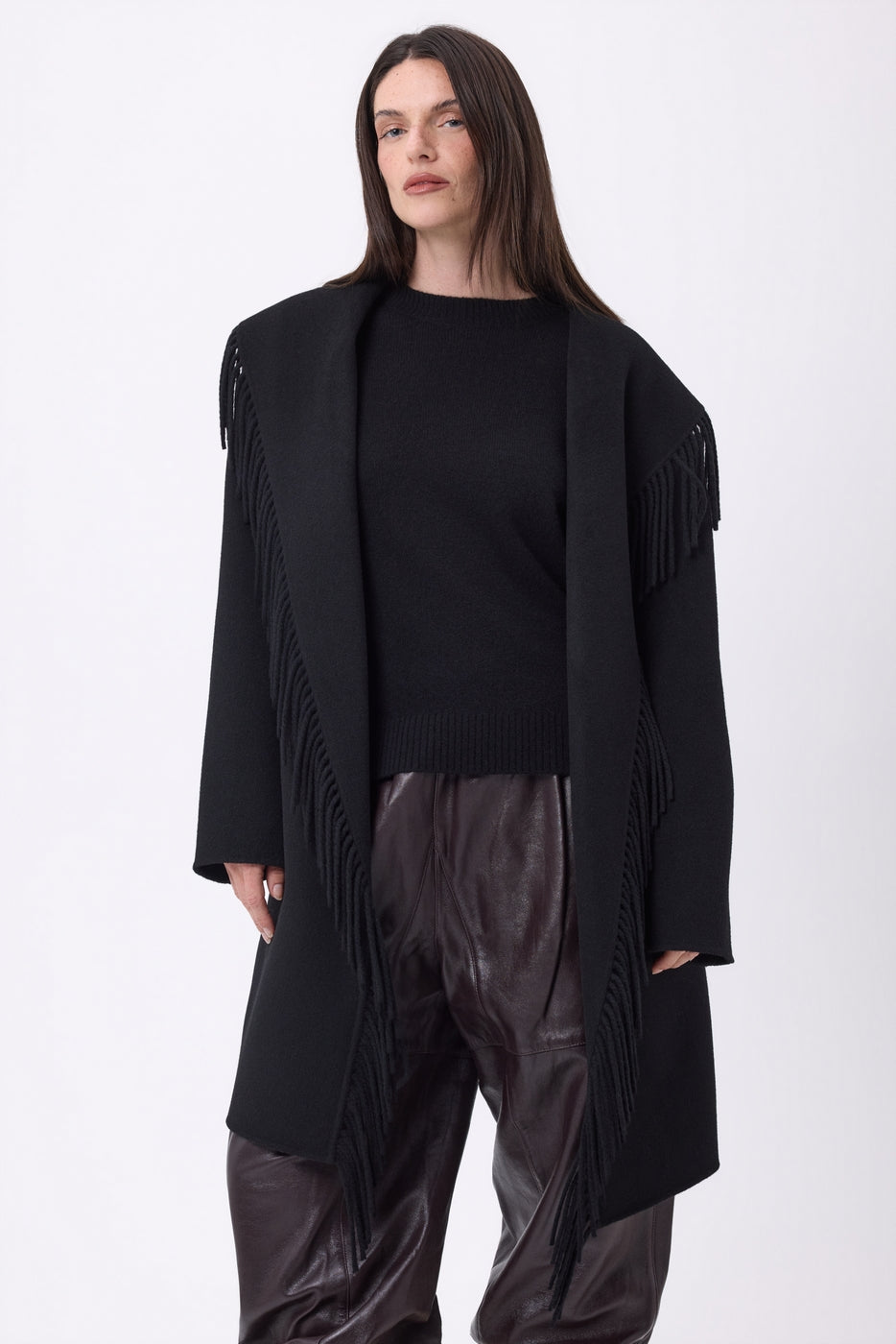Manteau À Franges Sienna - Noir - Femme