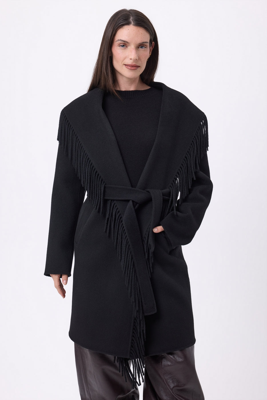 Manteau À Franges Sienna - Noir - Femme