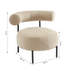 Farel - Chairs - Chenille Fabric - Beige and Black Metal Legs