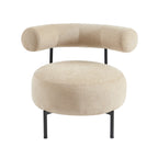 Farel - Chairs - Chenille Fabric - Beige and Black Metal Legs