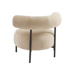 Farel - Chairs - Chenille Fabric - Beige and Black Metal Legs