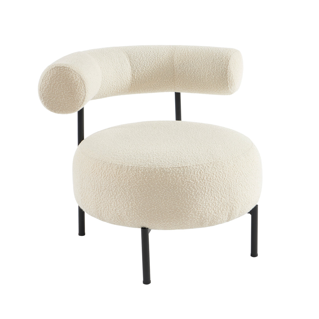 Farel - Chairs - Ecru Bouclé And Metal Legs - Black