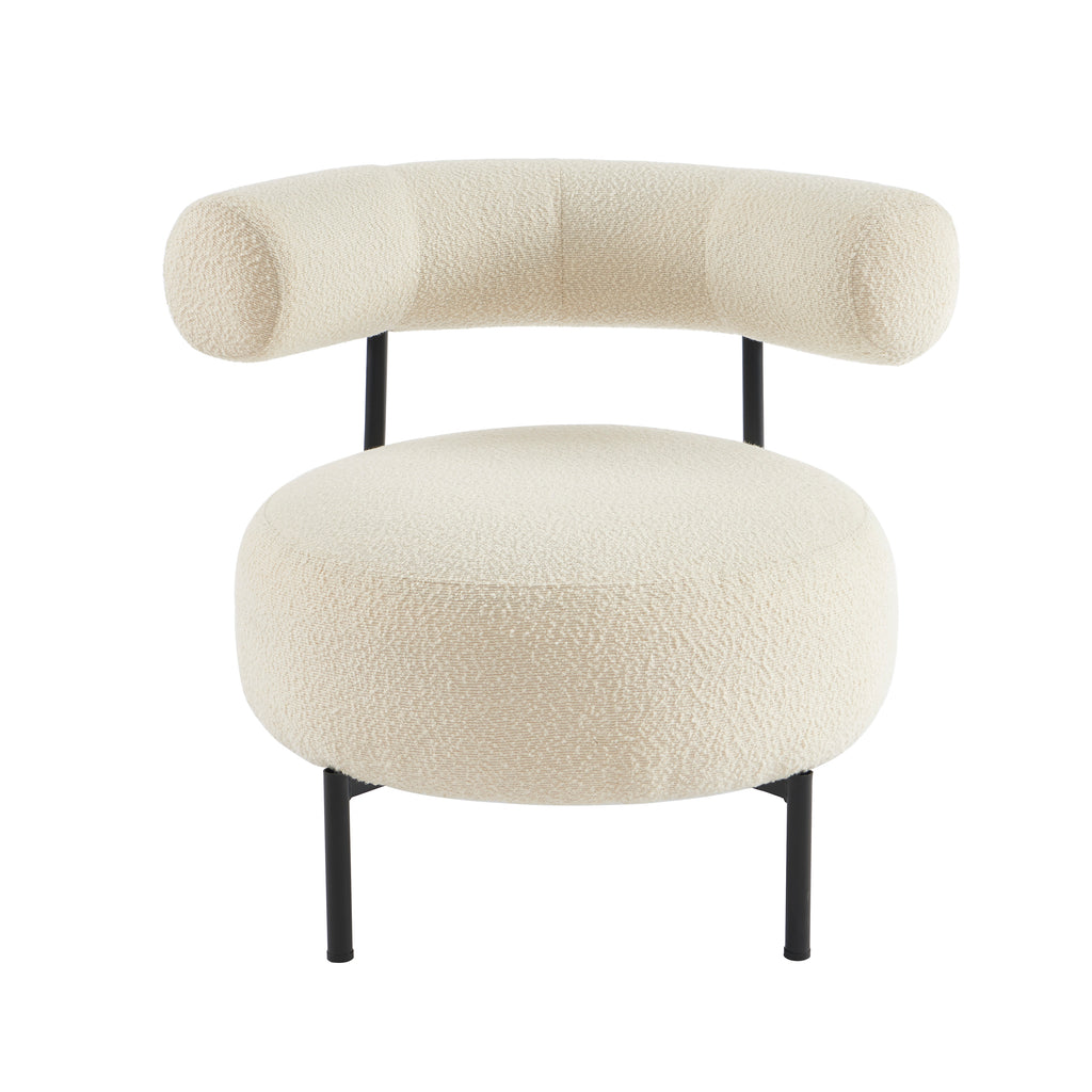 Farel - Chairs - Ecru Bouclé And Metal Legs - Black